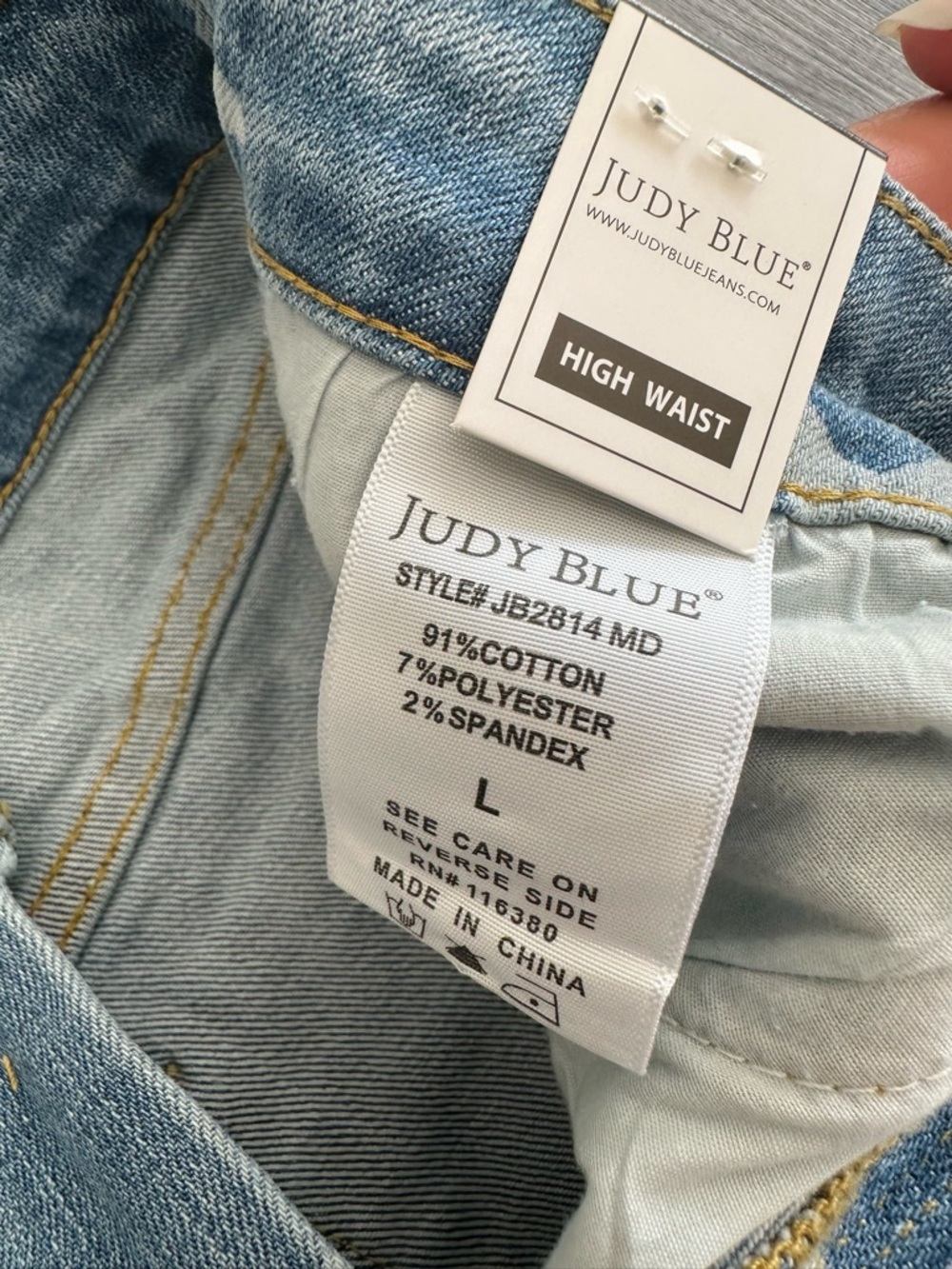 Judy Blue Distressed Blue Star & Stripe Denim Mini Skirt - Picture 7 of 14